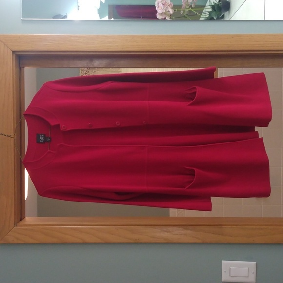 EILEEN FISHER RED BUTTON FRONT CARDICOAT AND TOP SIZE SMALL - Picture 2 of 12